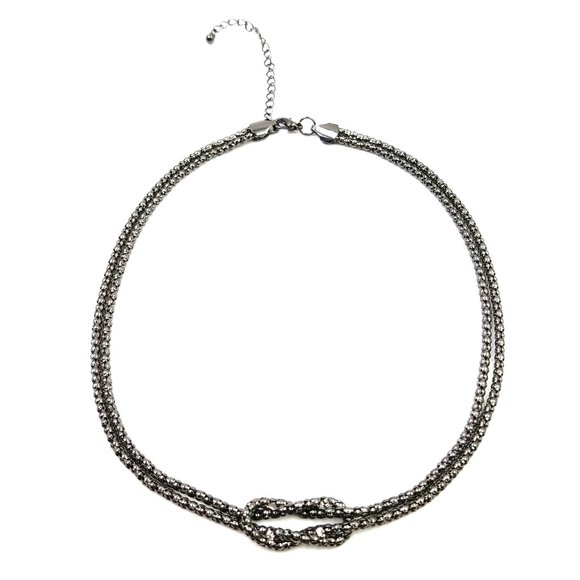 Hematite Beaded Infinity Knot Necklace - Picture 4 of 5